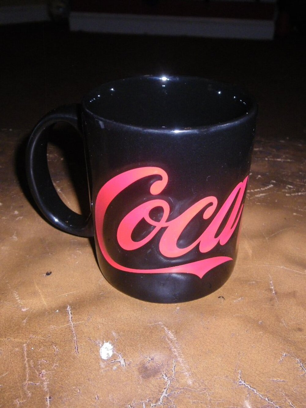 Coca-Cola Embossed Coffee Tea Mug Black w/Red Lettering